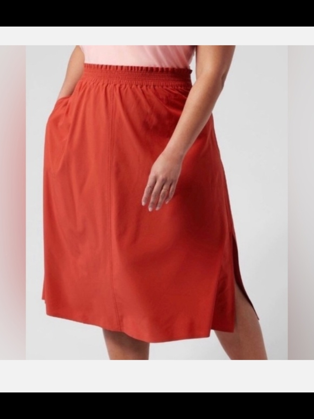 3x Athleta Savannah Midi Skirt in coral orange